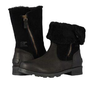 Sorel Emelie Foldover Black Boot Sz 10